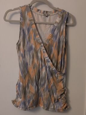 Mod-O-Doc Sleeveless V-Neck Wrap Tank Top - Peach & Slate